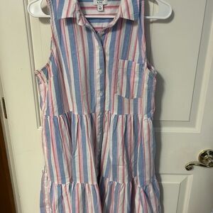 Crown & Ivy Striped Sleeveless Dress - Pink, Blue, White